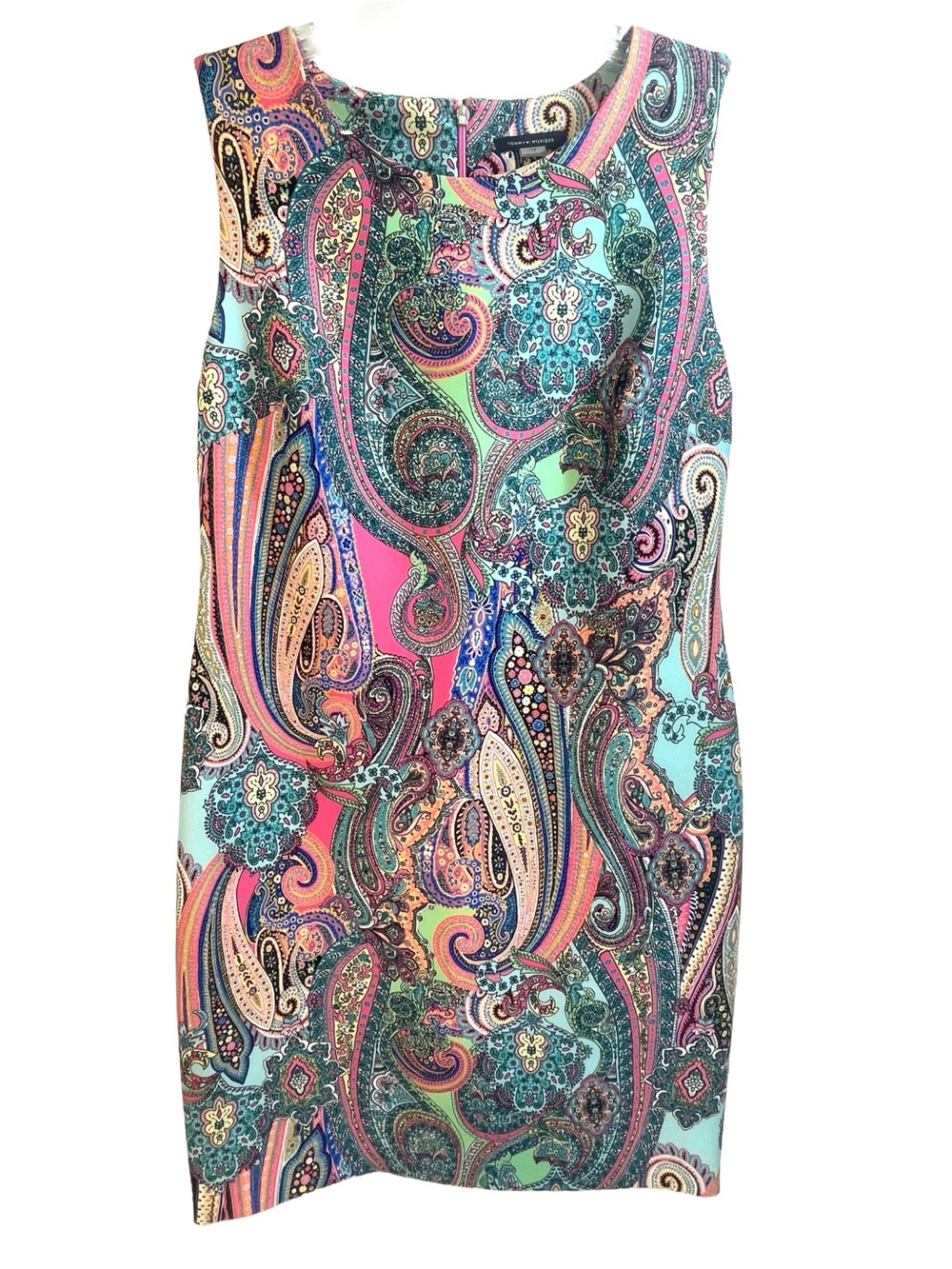 Tommy Hilfiger Multicolor Paisley Sheath Dress - Teal, Pink, Orange
